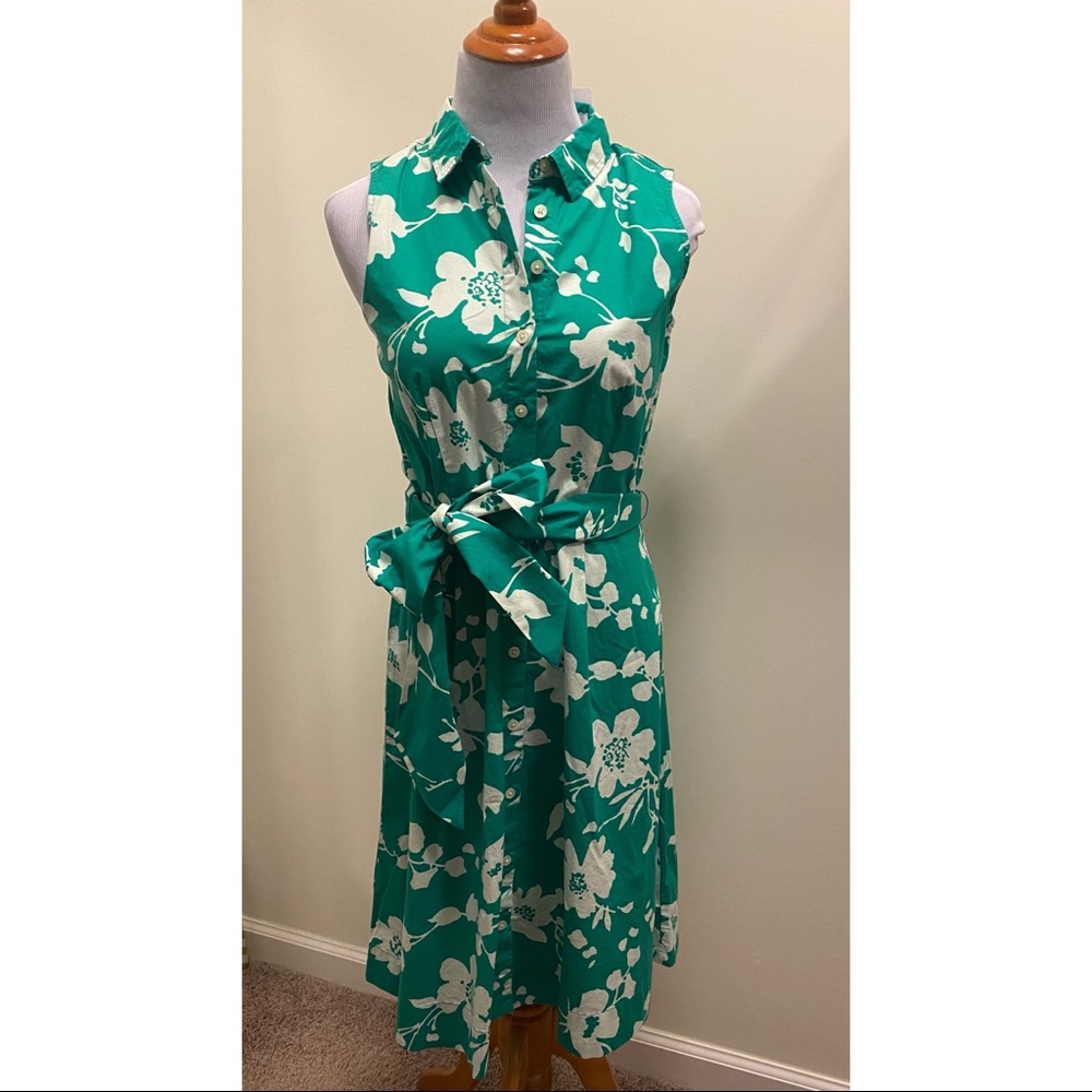 J crew green floral dress Sz 4